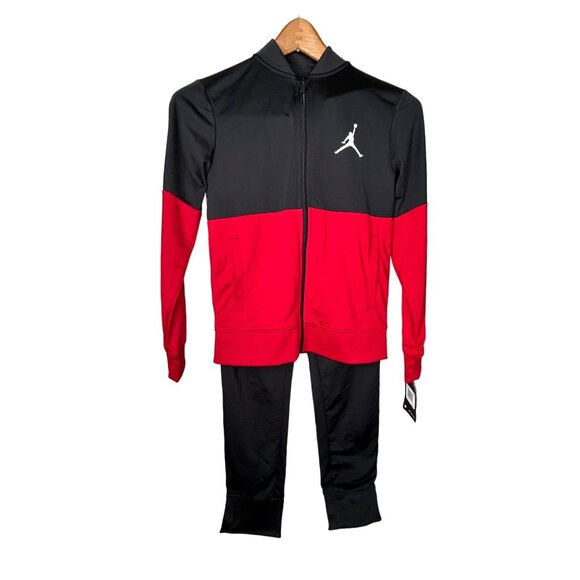 Jordan Other - Jordan Youth 2 Piece Track Suit Set Black Red Full Zip Jacket Pants Medium New